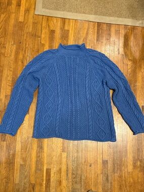 Men’s JCrew Rollneck Blue Cable Knit Sweater, XL